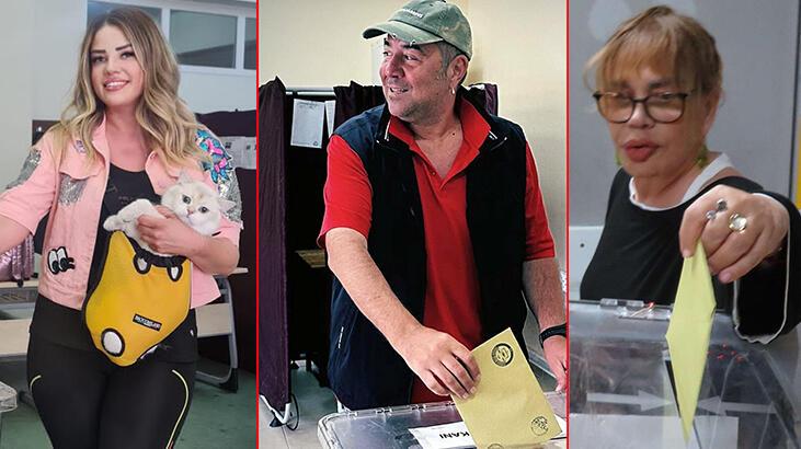 Ünlü isimler oylarını kullanıyor! Esra Sönmezer sandığa kedisiyle geldi