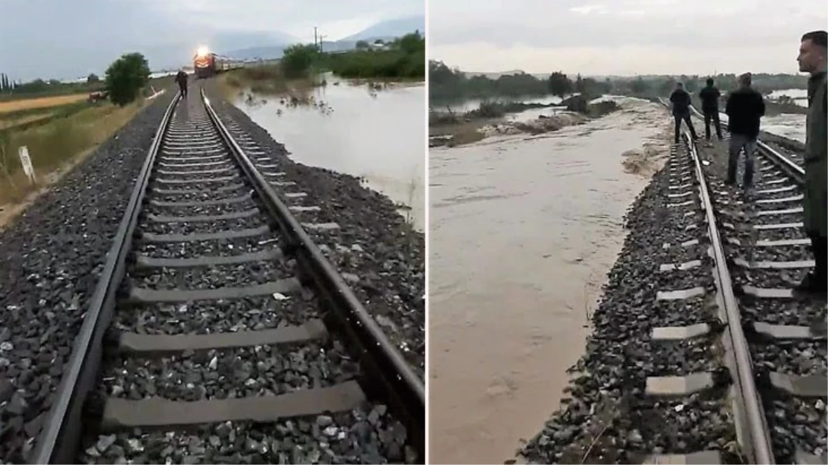 Denizli’de sel felaketi! Demiryolu çöktü, vatandaş treni son anda durdurdu