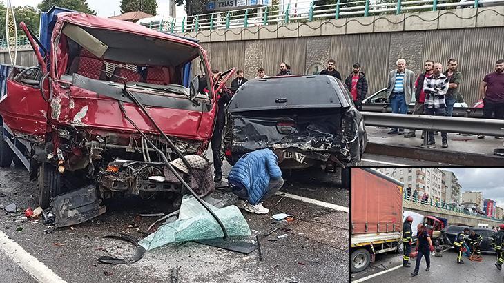 D-100 kara yolunda zincirleme kaza! 7 araç birbirine girdi