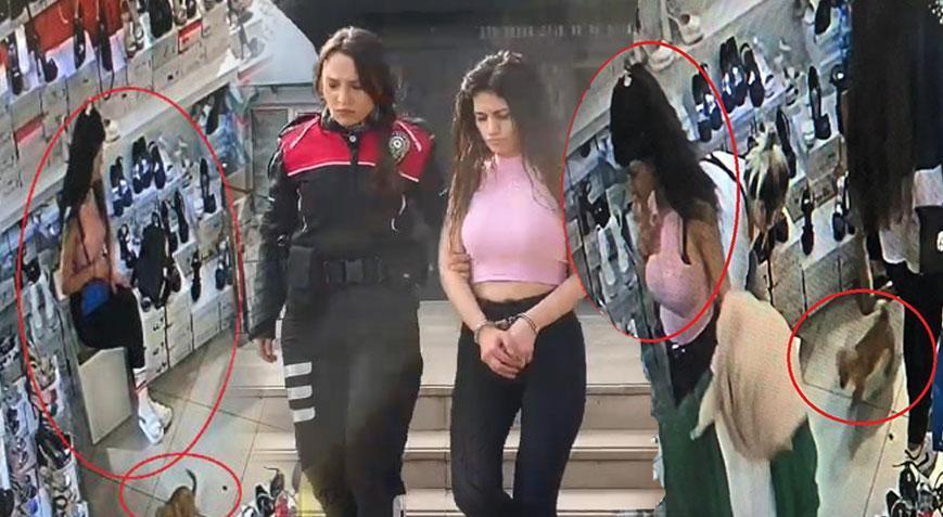 Köpeği ile mağazaya gelen genç kızdan 300 bin liralık hırsızlık