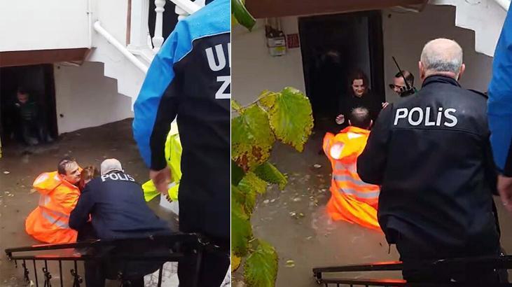 Balıkesir’de su basan bodrum katta mahsur kalan aileyi itfaiye kurtardı