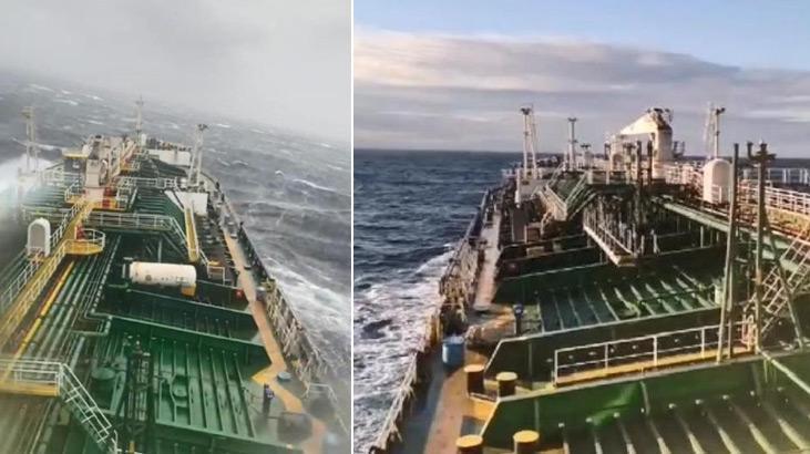 Bu görüntüler Karadeniz’den! 183 metrelik gemi beşik gibi sallandı