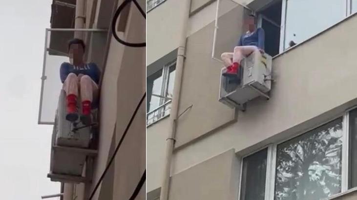 Şişli’de korku dolu anlar! Klima motoruna çıktı, intihar etmek istedi