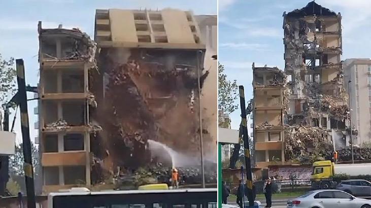 Beşiktaş’ta kontrollü yıkım sırasında 11 katlı bina çöktü