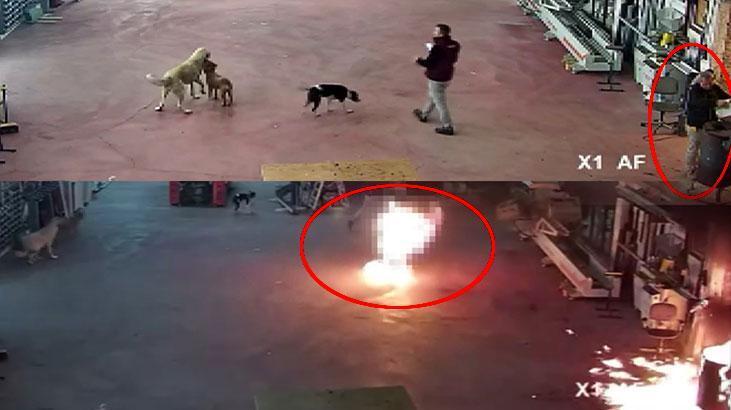 Tinerle sobayı yakmak istedi, alevler içinde kaldı! Dehşet anları kamerada