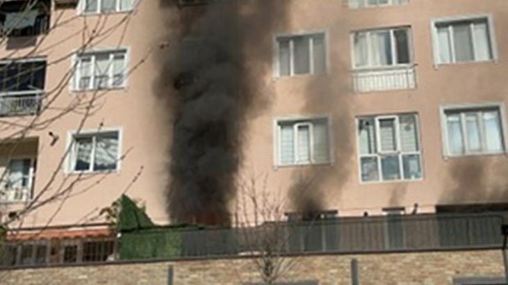 Ümraniye’de 4 katlı binada çıkan yangın kısa sürede söndürüldü