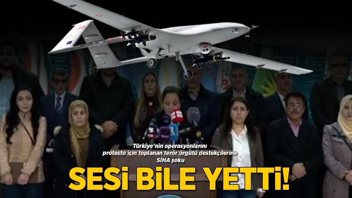 Sesi bile yetti! Terör örgütü destekçileri Türk SİHA’larının saldırısına basın toplantısında yakalandı