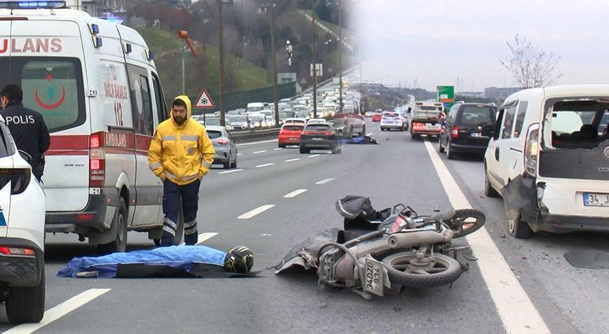 TEM’de korkunç kaza! Emniyet şeridindeki araca çarpan kurye öldü
