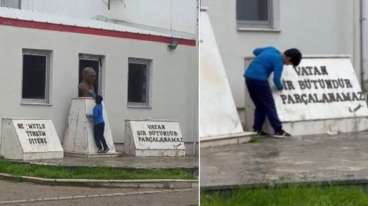 Yer: Diyarbakır! 8 yaşındaki çocuk Atatürk büstünü ıslak mendille sildi