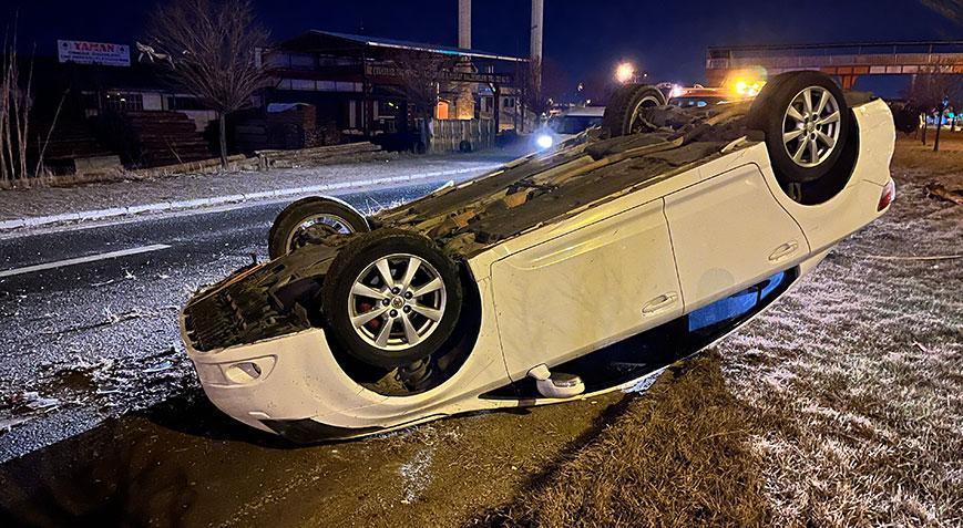 Takla atan otomobilden emniyet kemeri sayesinde burnu bile kanamadan çıktı