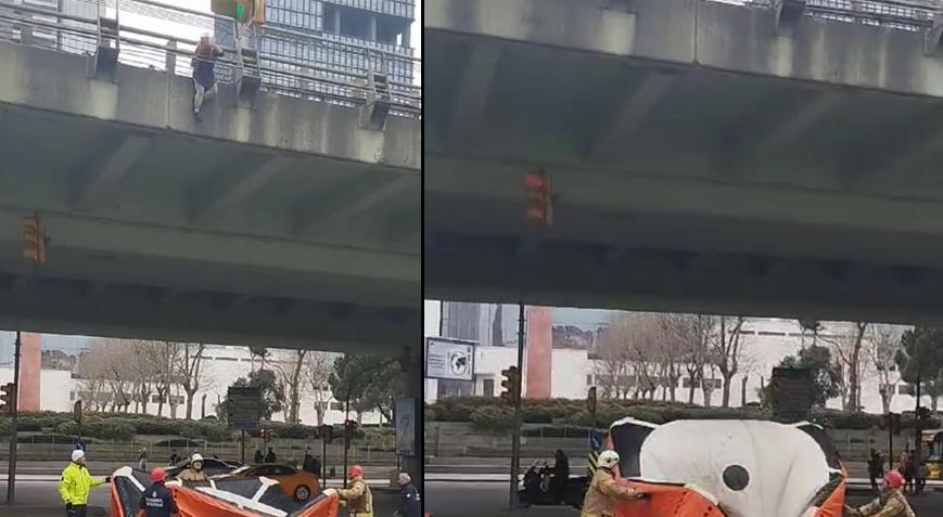 Şişli’de korku dolu anlar! Kadın viyadükten aşağıya atladı