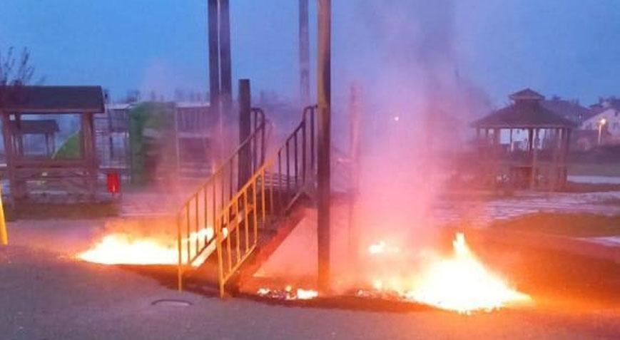 Çocuk parkını kundaklayan genç yakalandı