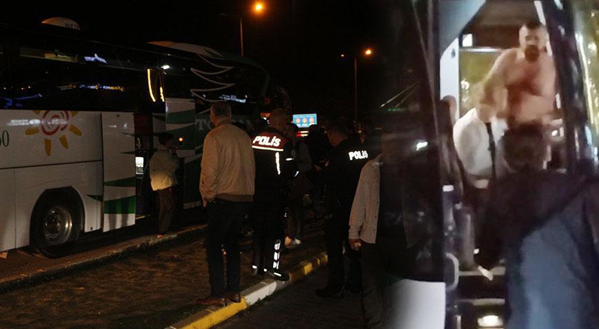 Dehşet anları! Yolcu, kırdığı soda şişesi ile muavini rehin aldı