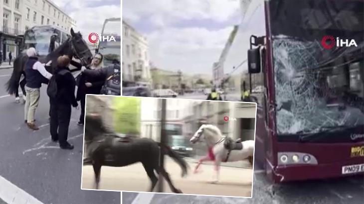Binicilerini fırlatıp kaçtılar: Kraliyet atları Londra’yı birbirine kattı!