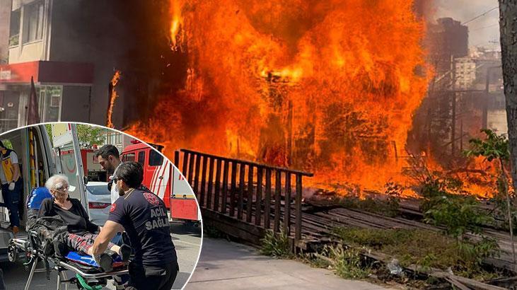 Kadıköy’deki yangında mahsur kalan yaşlı kadın kurtarıldı