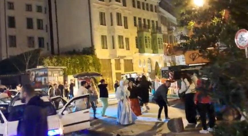 Galata’da ‘pes’ dedirten kutlama! Hastane yolunu kesip oynadılar