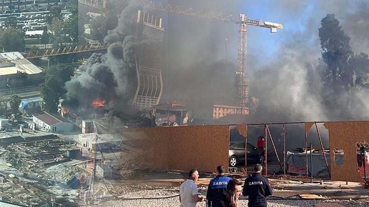 Bayraklı’da Şantiyede Yangın: 12 Konteyner Küle Döndü