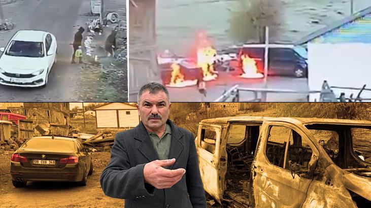 Köyde Kundaklama Dehşeti: Muhtarın ve Oğlunun Araçları Yakıldı
