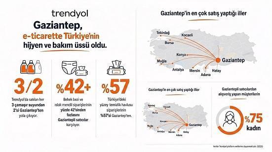Gaziantep, E-Ticarette Temizlik ve Bebek Ürünlerinde Türkiye Lideri