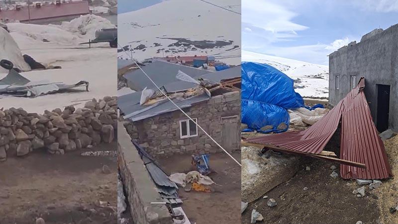 Kars’ta Kuvvetli Rüzgar Evlerin Çatısını Uçurdu