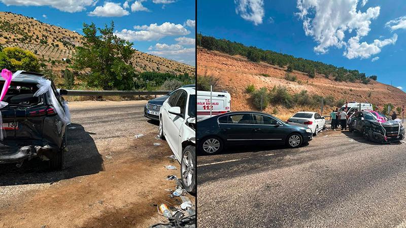 Düğün konvoyunda zincirleme kaza: 4 kişi yaralandı