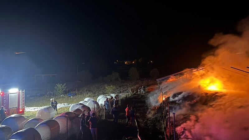 Karabük’te ot balyaları yandı, 10 ton buğday kurtarıldı