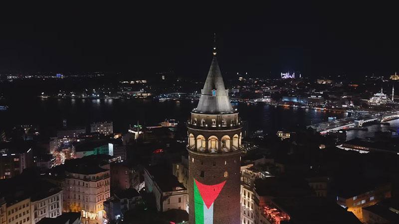 Galata Kulesi’nden Filistin’e dayanışma mesajı